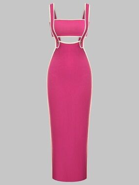 Micas Fuchsia Contrast Trim Tube Top and Pinafore Dress Set NWOT